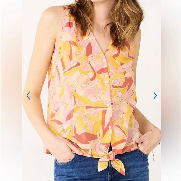 ❤️Nine West Button down tie front sleeveless top Size XL - Picture 1 of 6